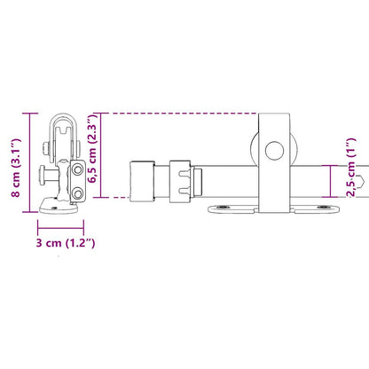 vidaXL Sliding Cabinet Door Kit 122 cm Carbon Steel