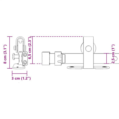 Sliding Cabinet Door Kit 213 cm Carbon Steel