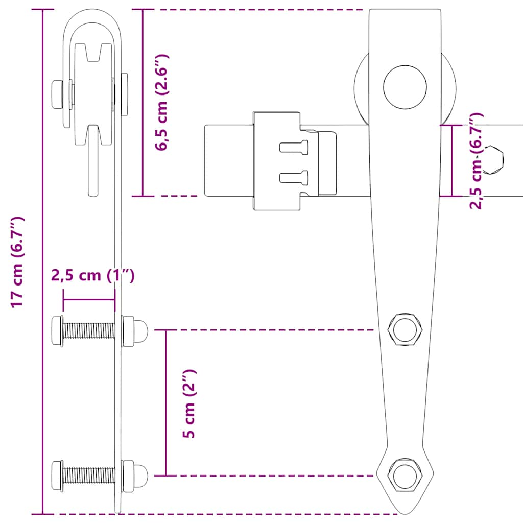 Sliding Cabinet Door Kit 91 cm Carbon Steel