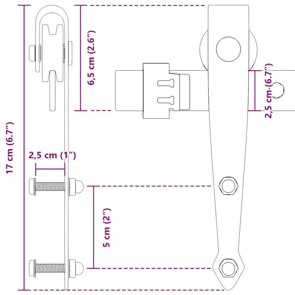 Sliding Cabinet Door Kit 122 cm Carbon Steel