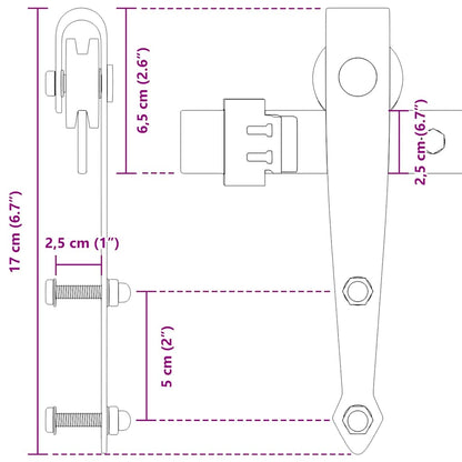 Sliding Cabinet Door Kit 122 cm Carbon Steel