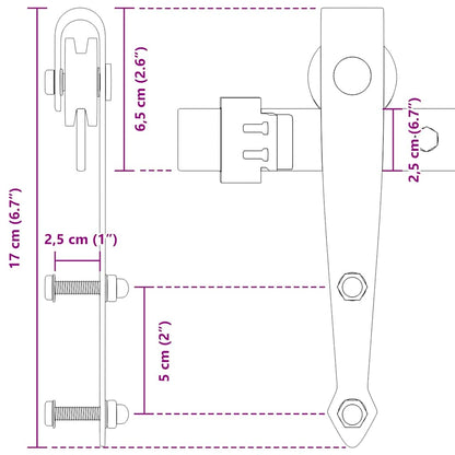 Sliding Cabinet Door Kit 152 cm Carbon Steel