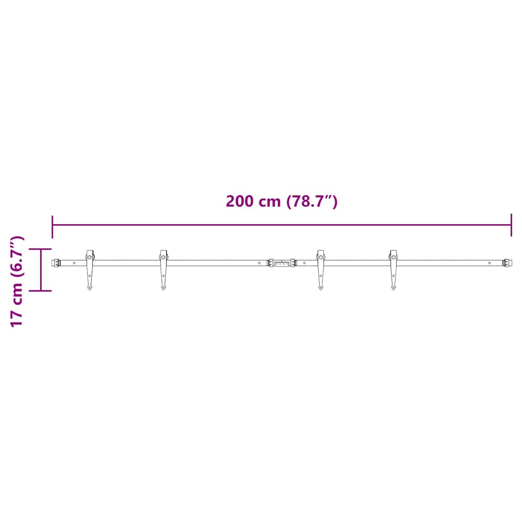 Sliding Cabinet Door Kit 200 cm Carbon Steel