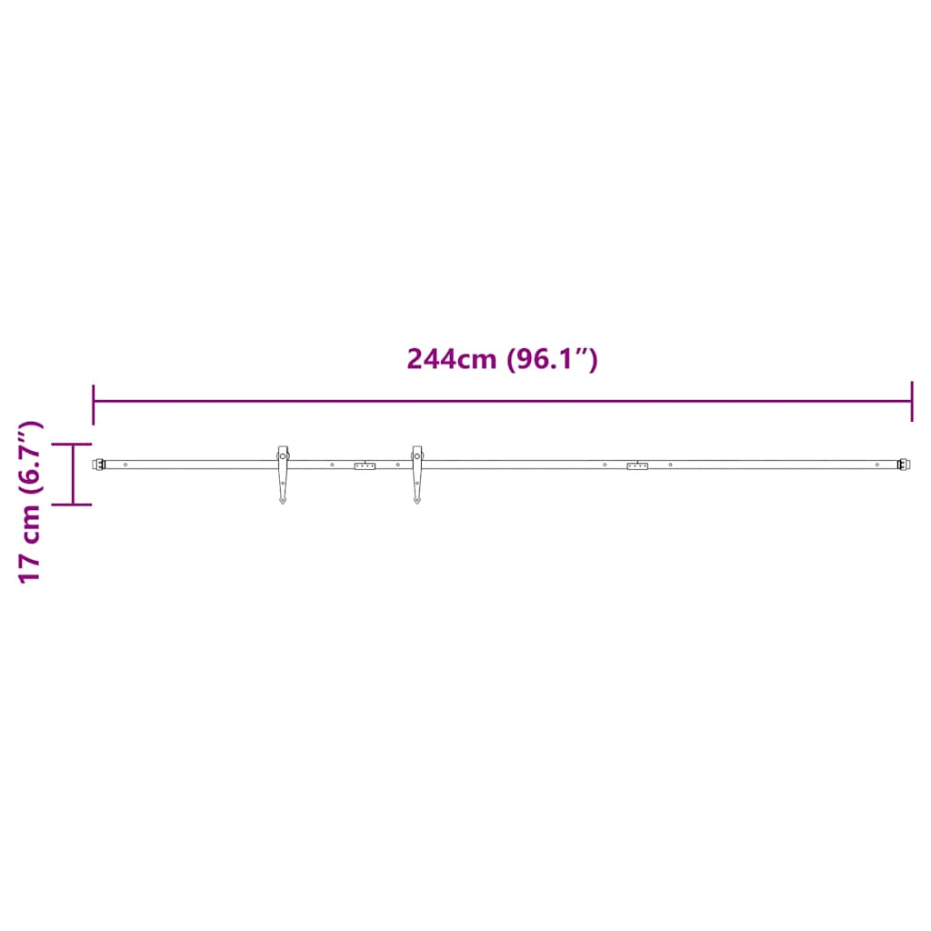 Sliding Cabinet Door Kit 244 cm Carbon Steel