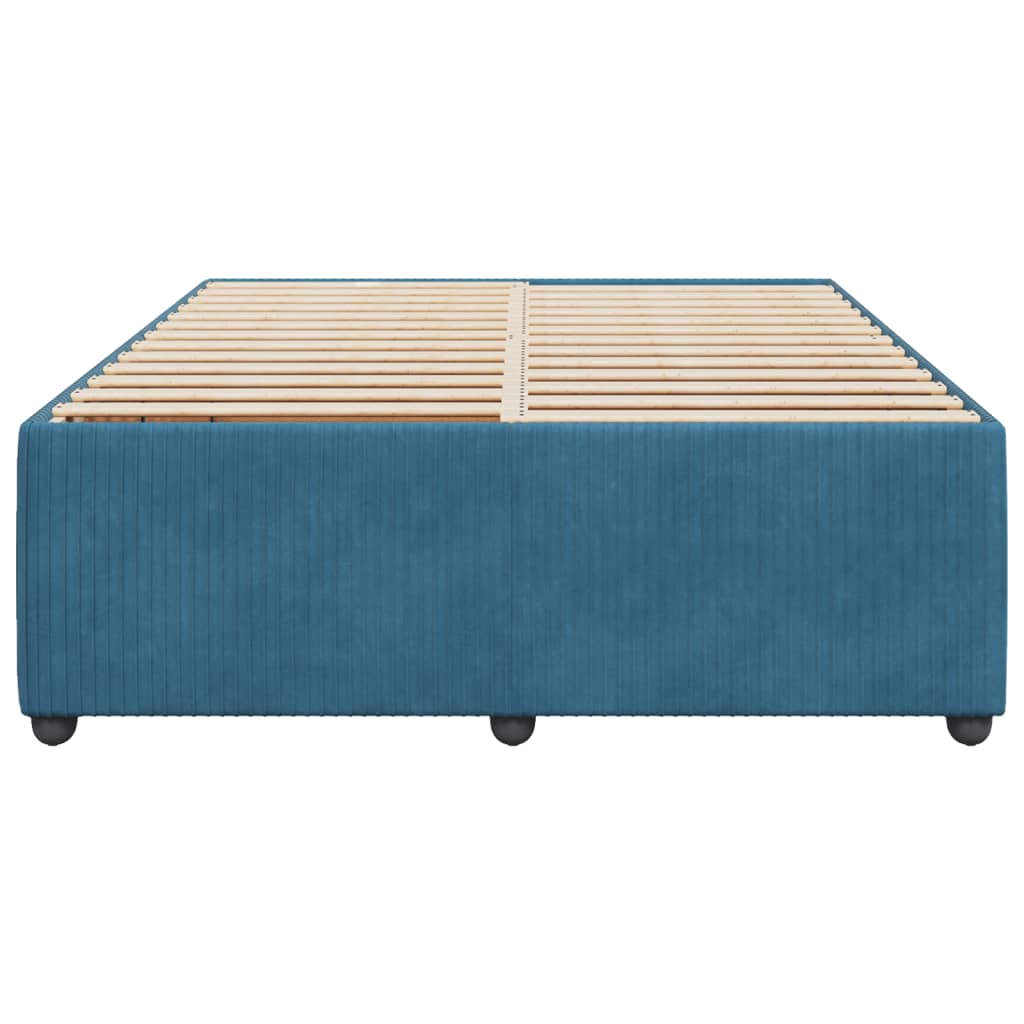 Bed Frame without Mattress Blue 140x190 cm Velvet