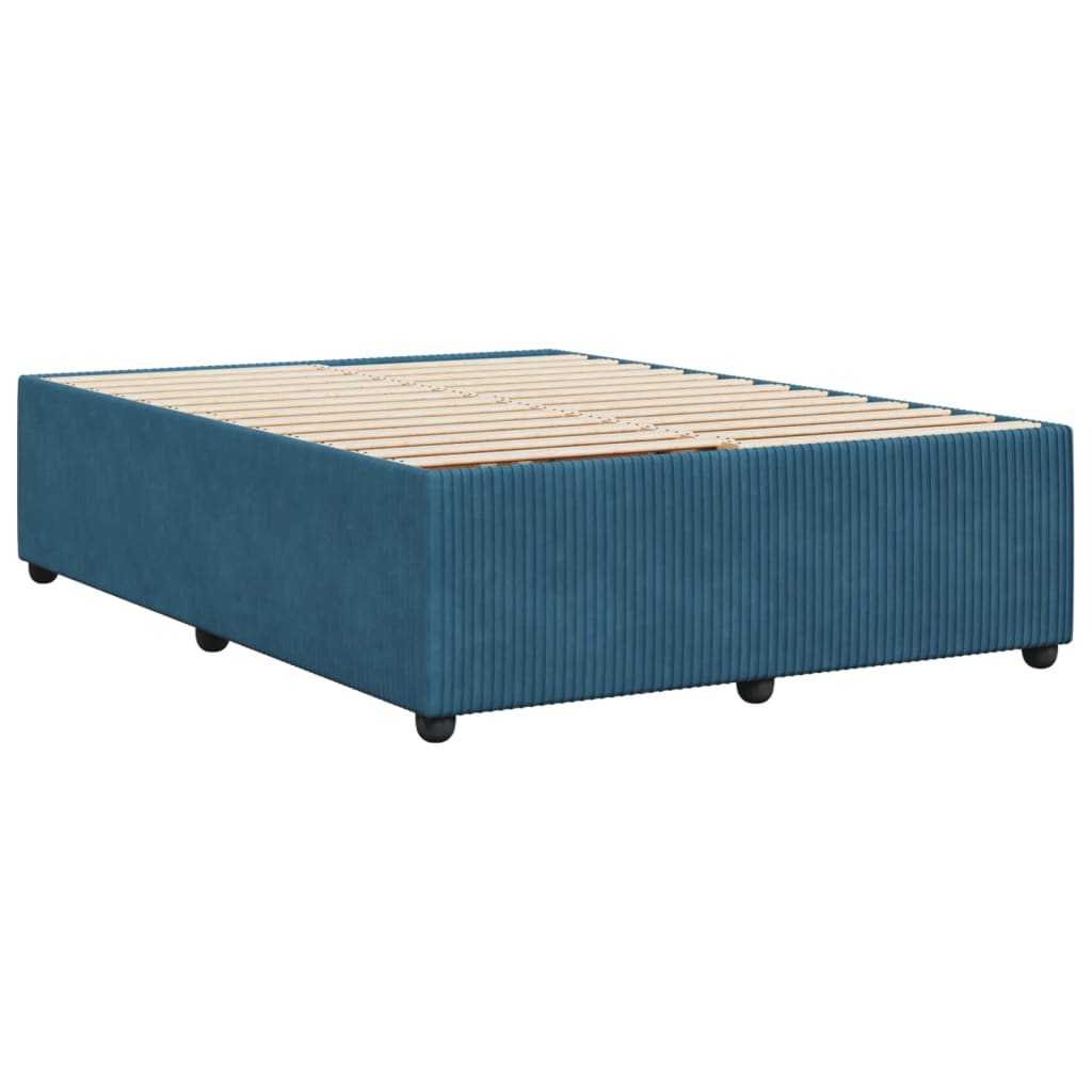 Bed Frame without Mattress Blue 140x190 cm Velvet