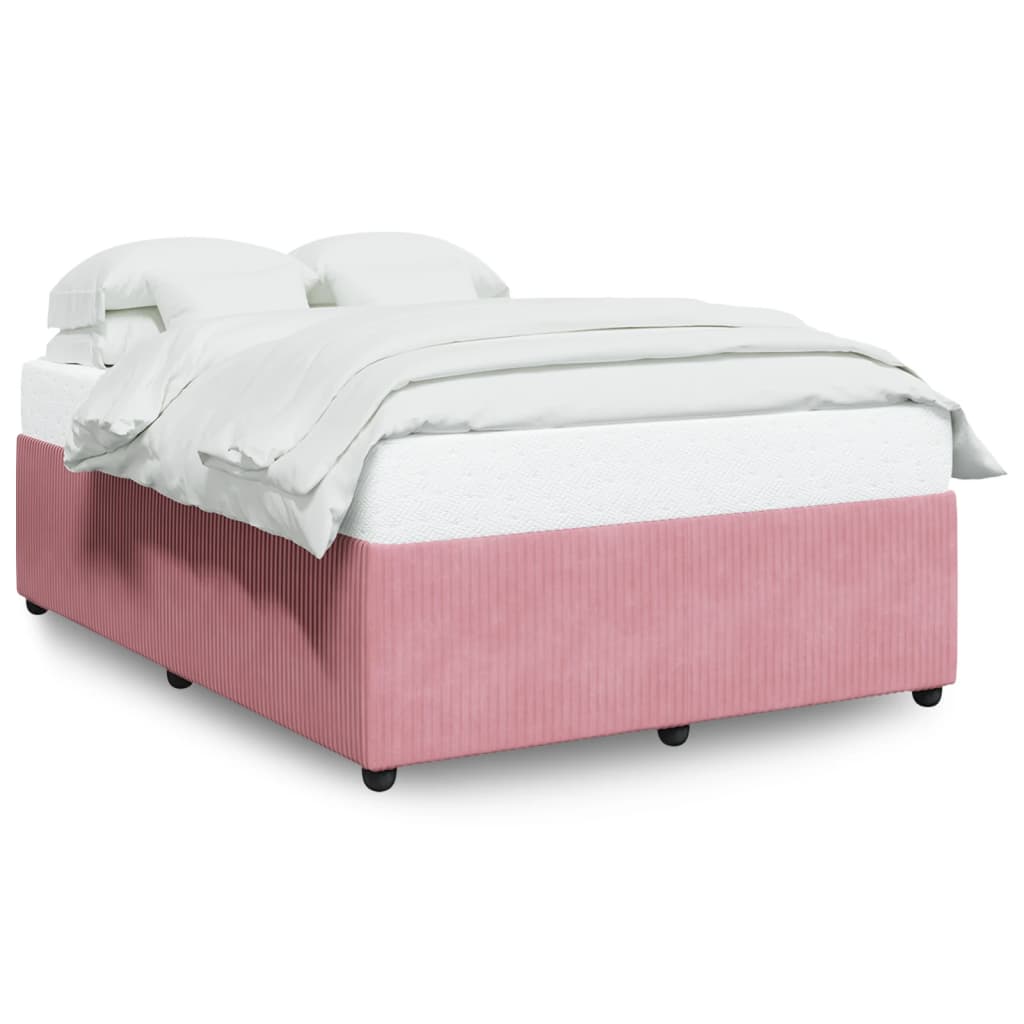 Bed Frame Pink 140x190 cm Velvet