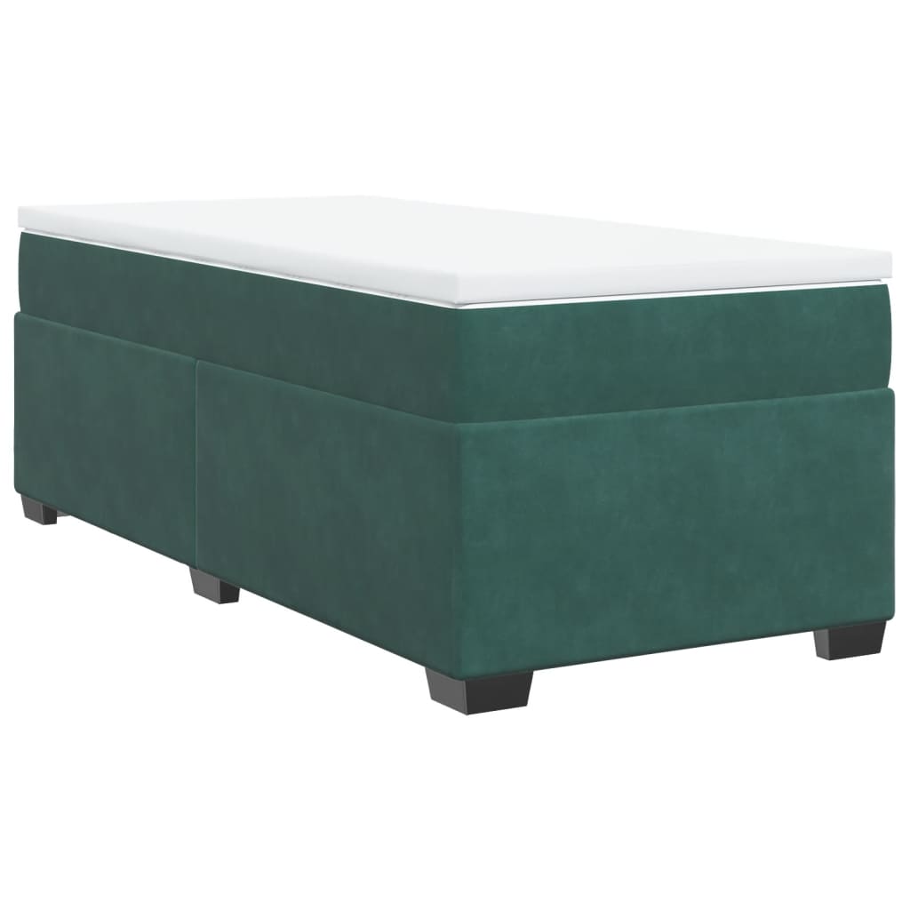 Box Spring Bed with Mattress Dark Green 90x200 cm Velvet