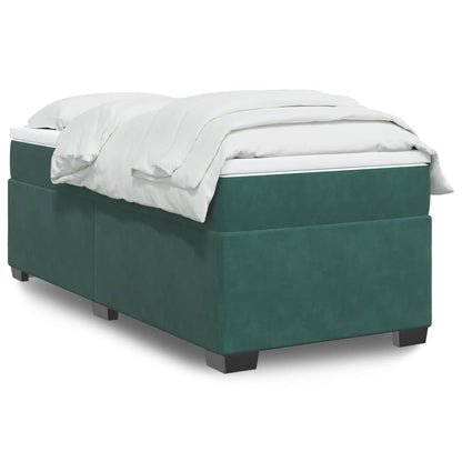 Box Spring Bed with Mattress Dark Green 90x200 cm Velvet