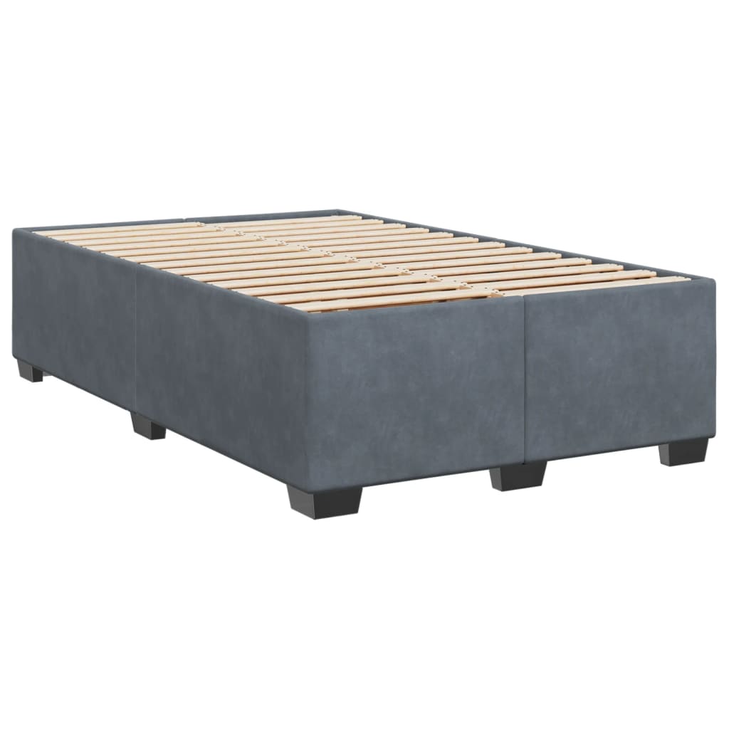 Box Spring Bed with Mattress Dark Grey 120x200 cm Velvet