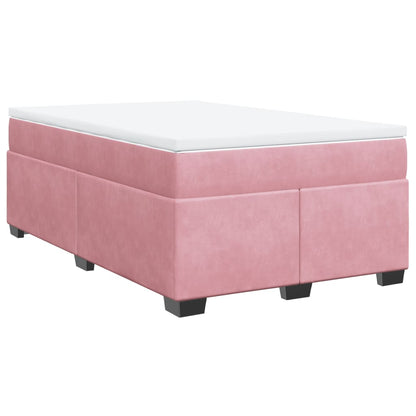 Box Spring Bed with Mattress Pink 120x200 cm Velvet