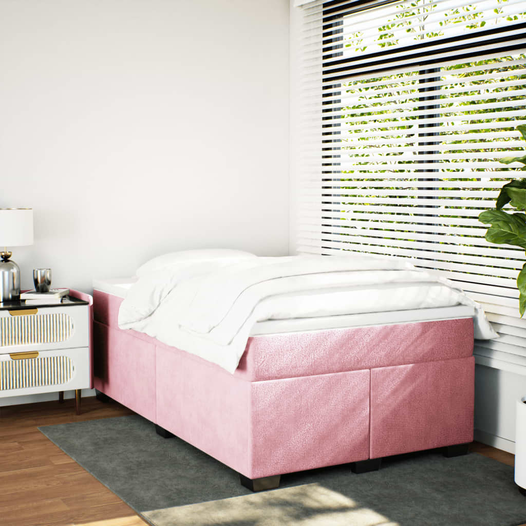 Box Spring Bed with Mattress Pink 120x200 cm Velvet