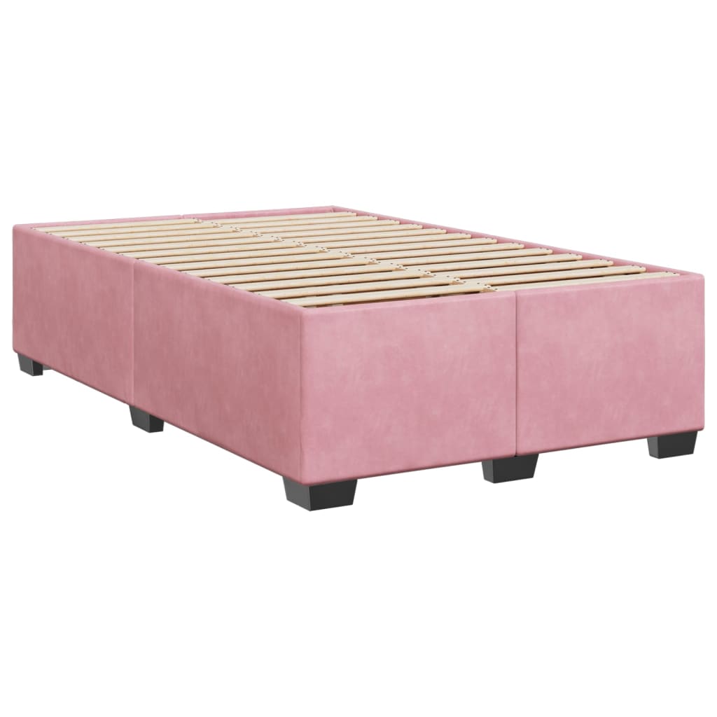 Box Spring Bed with Mattress Pink 120x200 cm Velvet