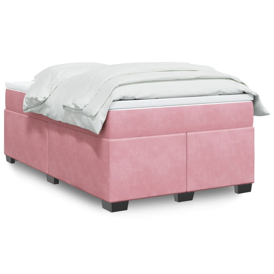 Box Spring Bed with Mattress Pink 120x200 cm Velvet