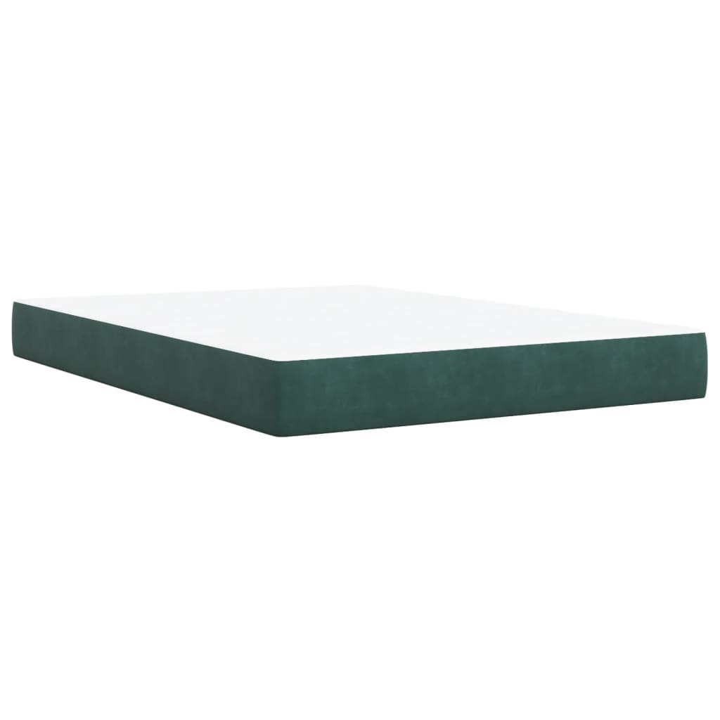 Box Spring Bed with Mattress Dark Green 140x200 cm Velvet