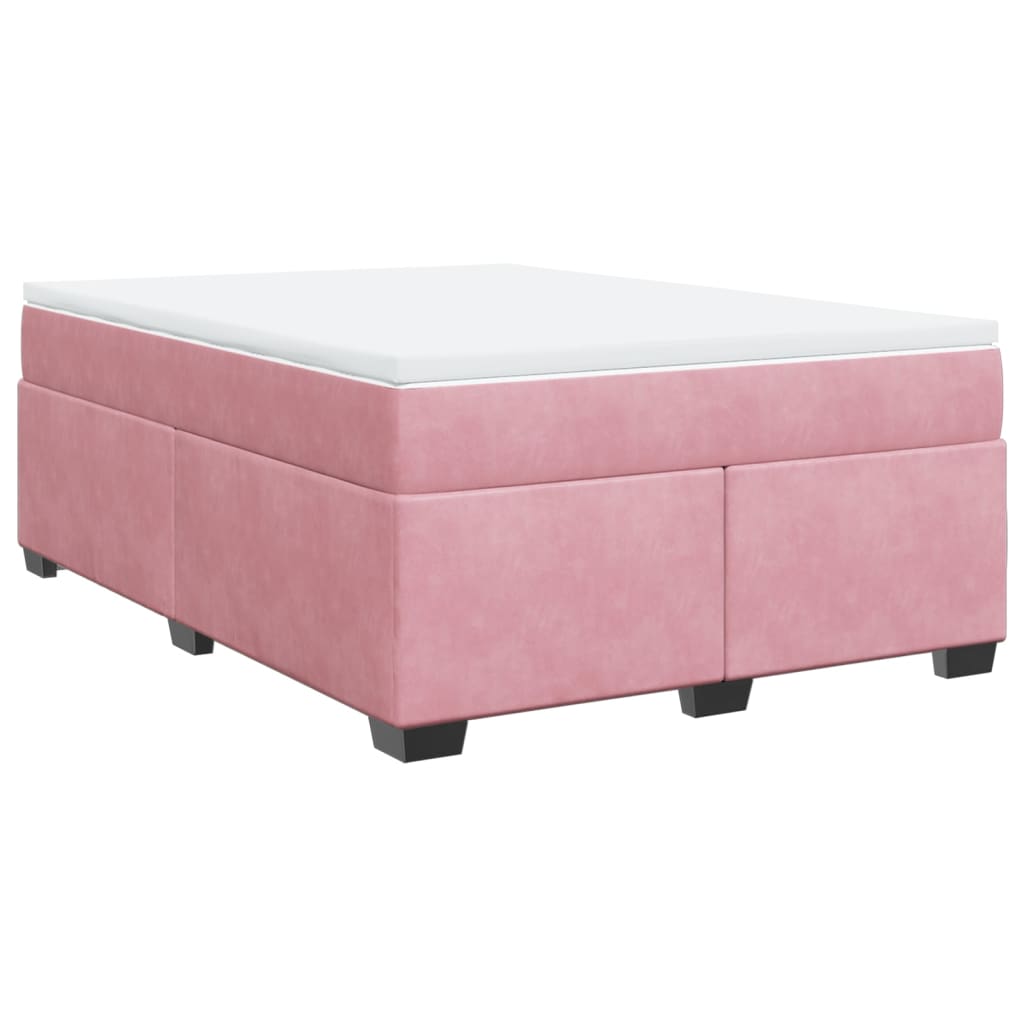 Box Spring Bed with Mattress Pink 140x200 cm Velvet