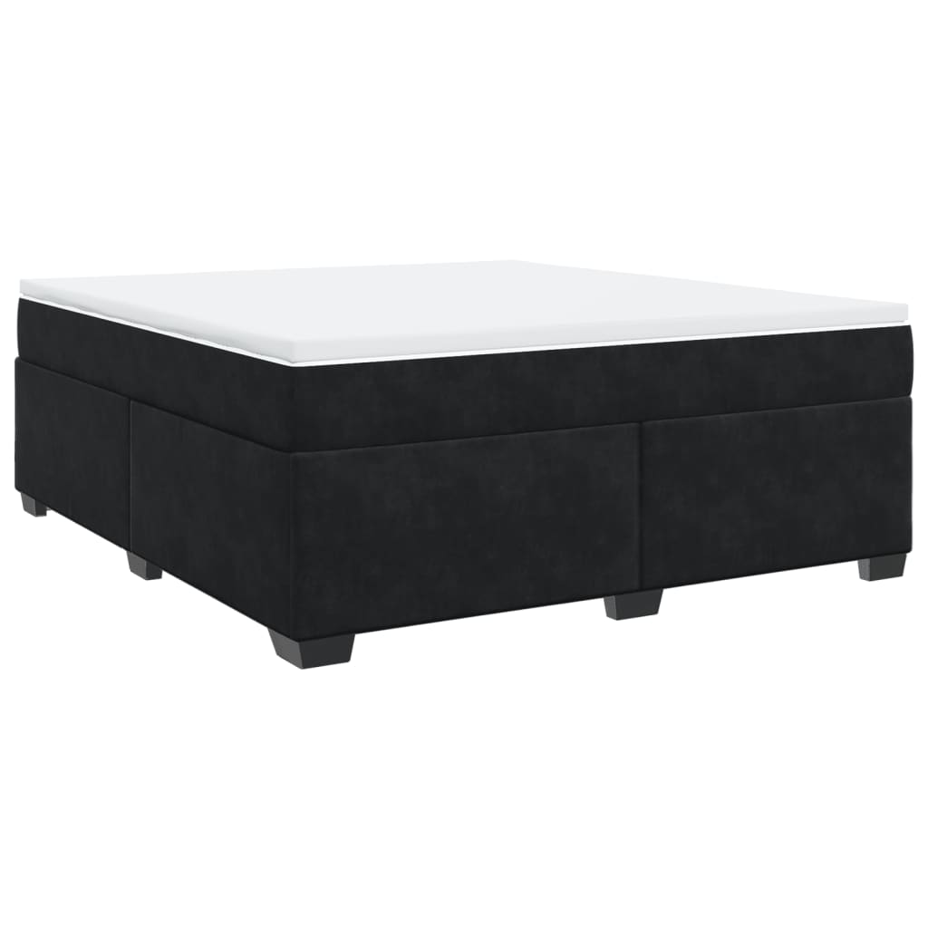 Box Spring Bed with Mattress Black 180x200 cm Velvet