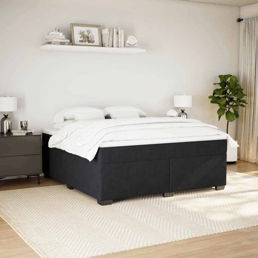 Box Spring Bed with Mattress Black 180x200 cm Velvet