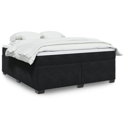 Box Spring Bed with Mattress Black 180x200 cm Velvet