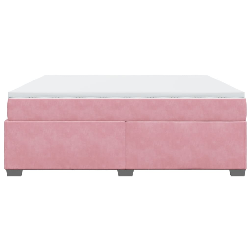 Box Spring Bed with Mattress Pink 180x200 cm Velvet