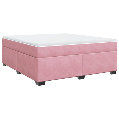 Box Spring Bed with Mattress Pink 180x200 cm Velvet