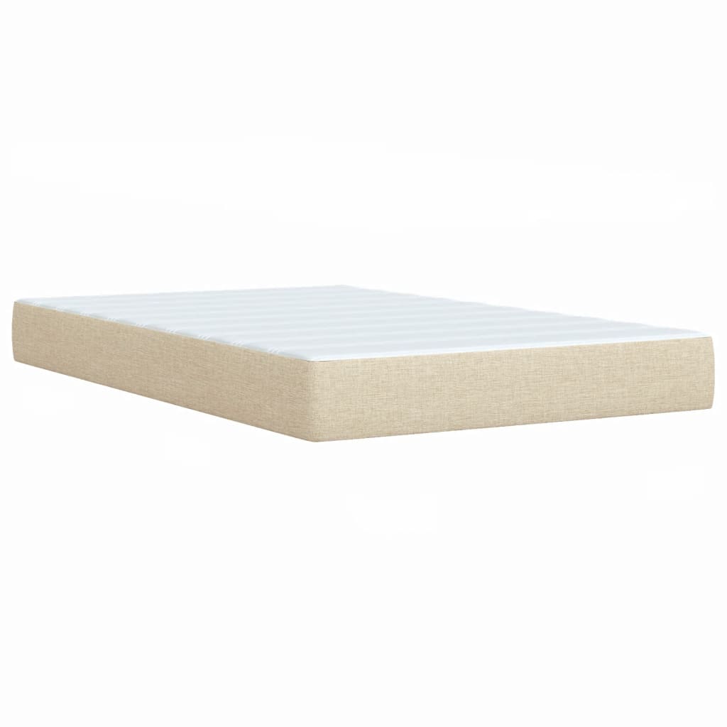 Box Spring Bed with Mattress Cream 120x200 cm Fabric