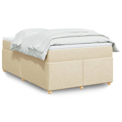 Box Spring Bed with Mattress Cream 120x200 cm Fabric