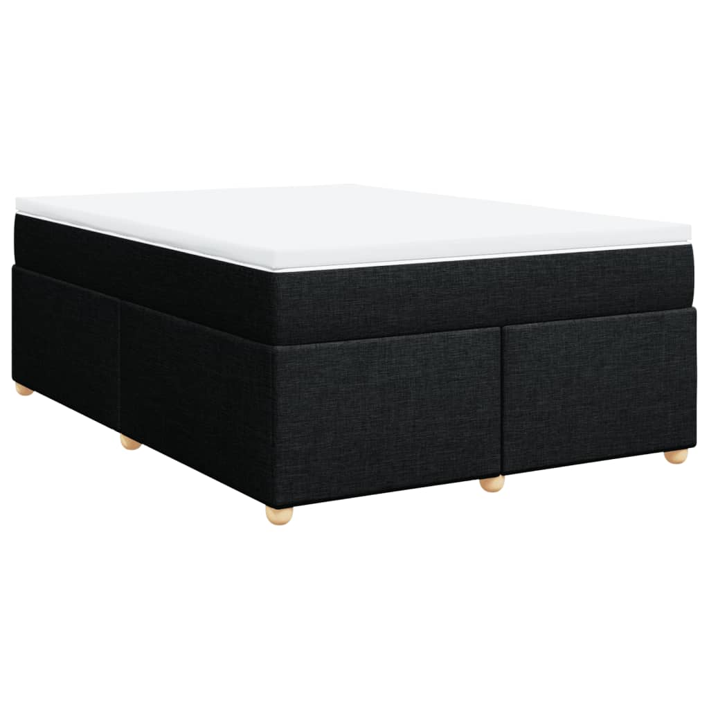 Box Spring Bed with Mattress Black 140x200 cm Fabric