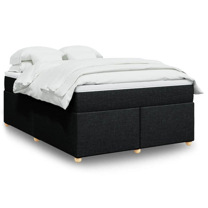 Box Spring Bed with Mattress Black 140x200 cm Fabric