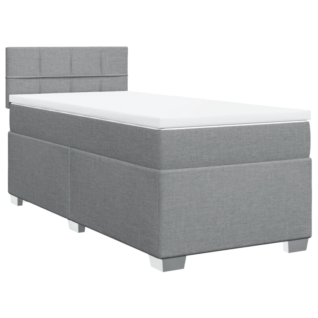 Box Spring Bed with Mattress Light Grey 90x200 cm Fabric