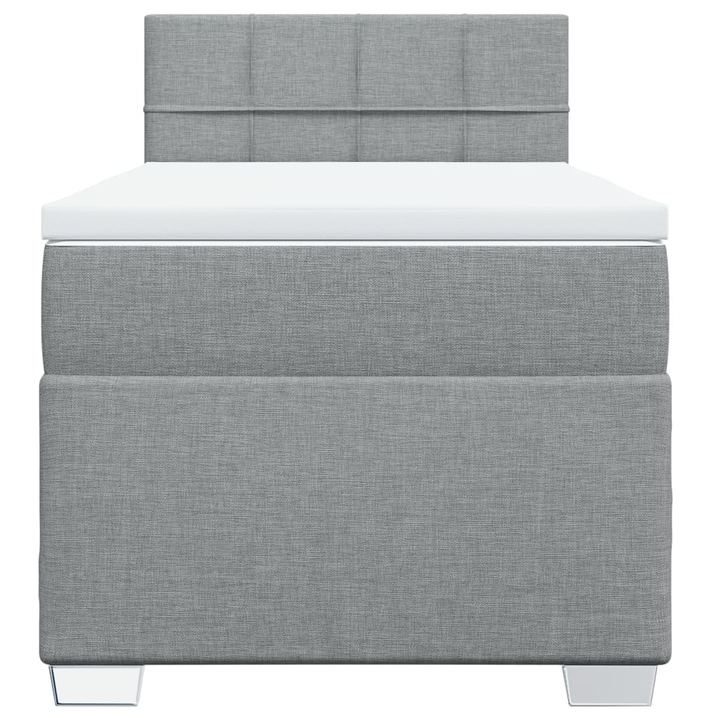 Box Spring Bed with Mattress Light Grey 90x200 cm Fabric