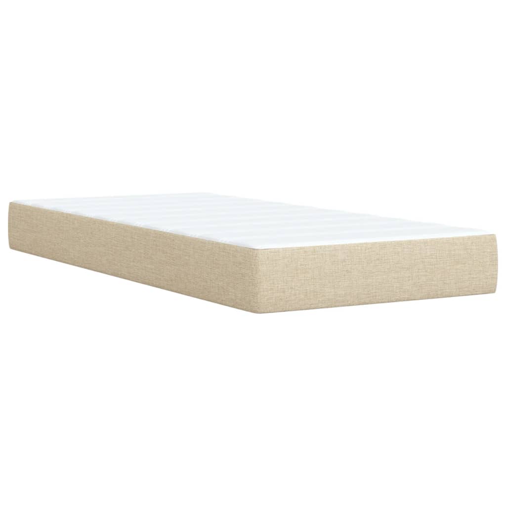 Box Spring Bed with Mattress Cream 90x200 cm Fabric