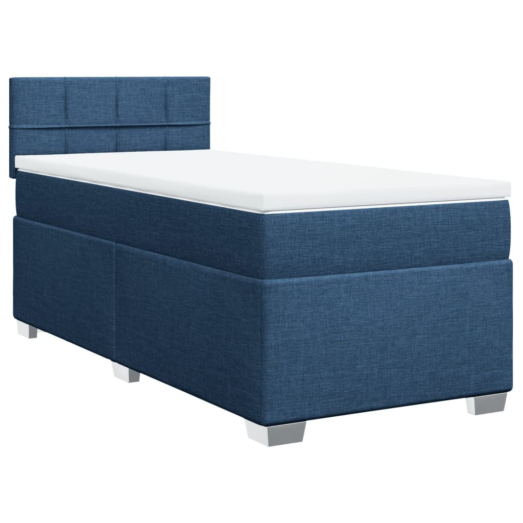 Box Spring Bed with Mattress Blue 90x200 cm Fabric