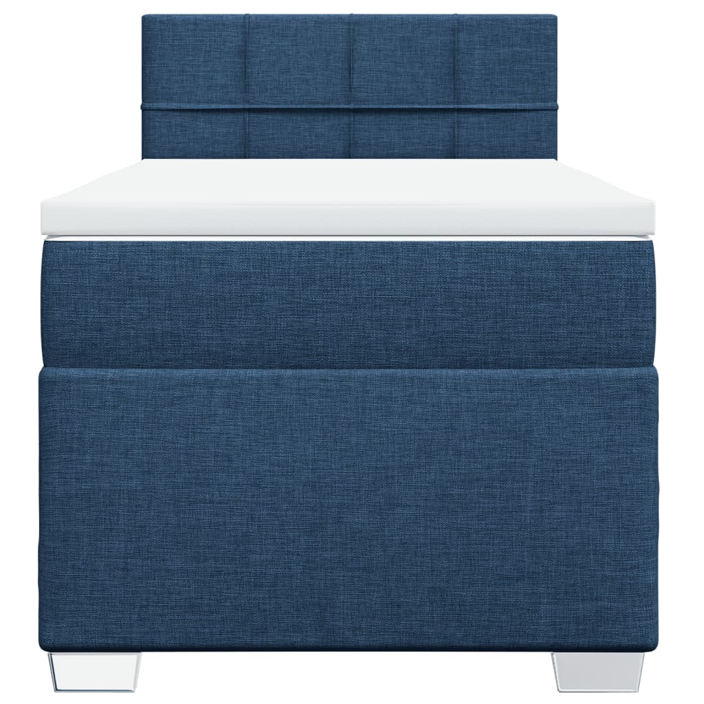 Box Spring Bed with Mattress Blue 90x200 cm Fabric