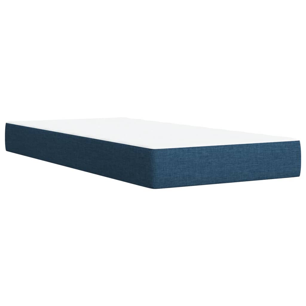 Box Spring Bed with Mattress Blue 90x200 cm Fabric