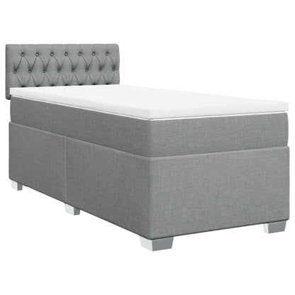 Box Spring Bed with Mattress Light Grey 90x200 cm Fabric