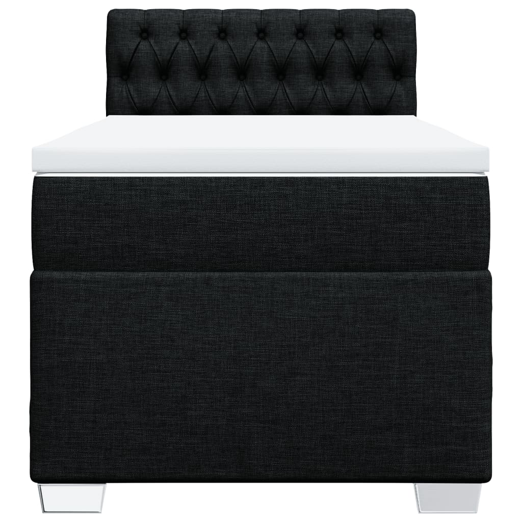 Box Spring Bed with Mattress Black 90x200 cm Fabric