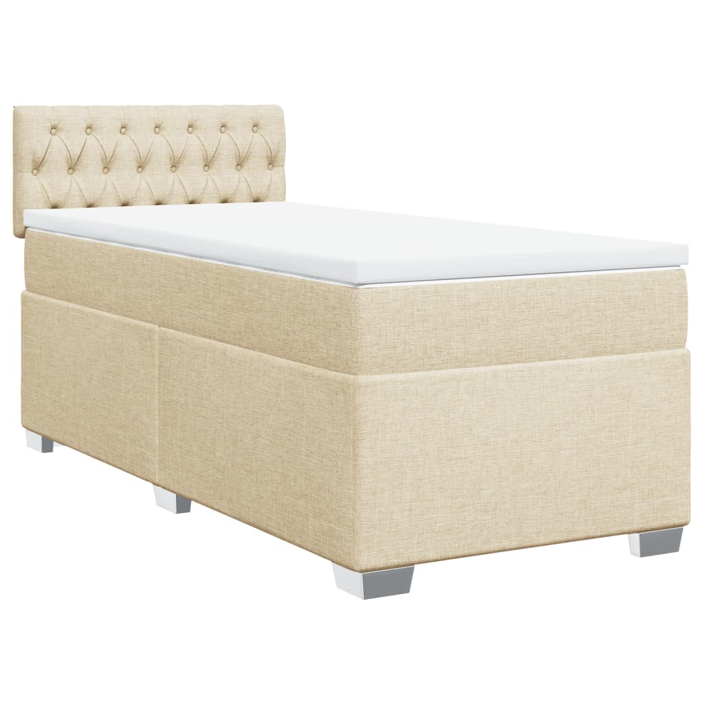 Box Spring Bed with Mattress Cream 90x200 cm Fabric