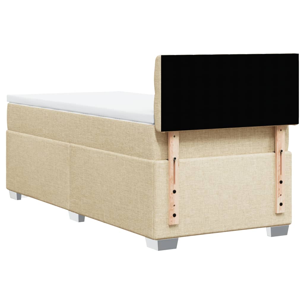 Box Spring Bed with Mattress Cream 90x200 cm Fabric