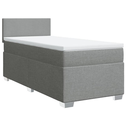 Box Spring Bed with Mattress Light Grey 100x200 cm Fabric