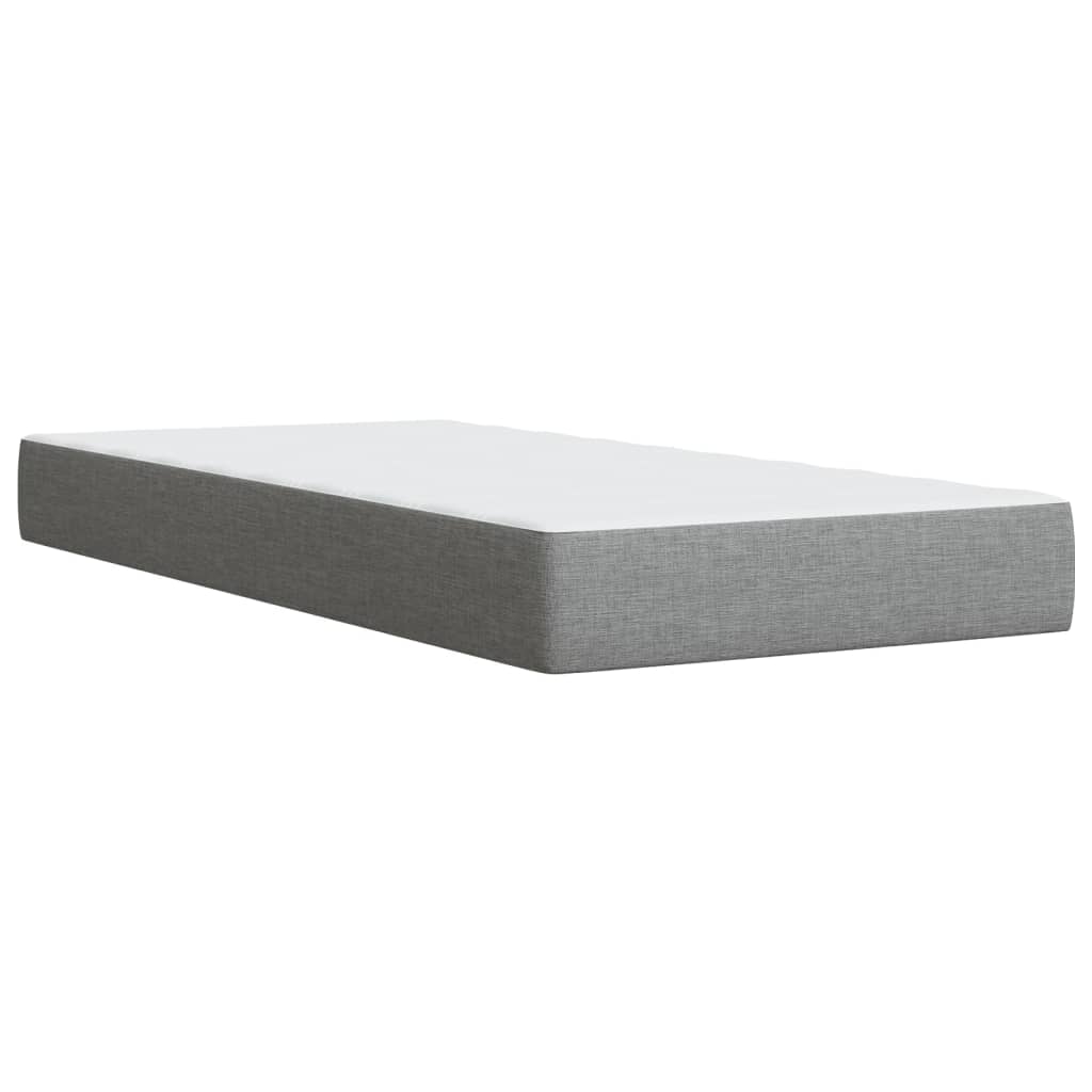 Box Spring Bed with Mattress Light Grey 100x200 cm Fabric