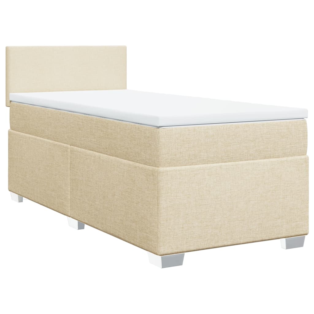 Box Spring Bed with Mattress Cream 100x200 cm Fabric