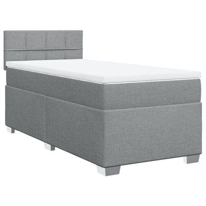 Box Spring Bed with Mattress Light Grey 100x200 cm Fabric