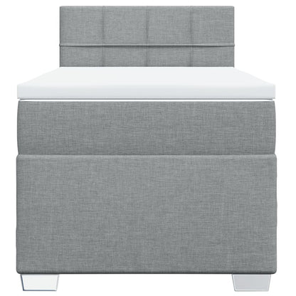 Box Spring Bed with Mattress Light Grey 100x200 cm Fabric