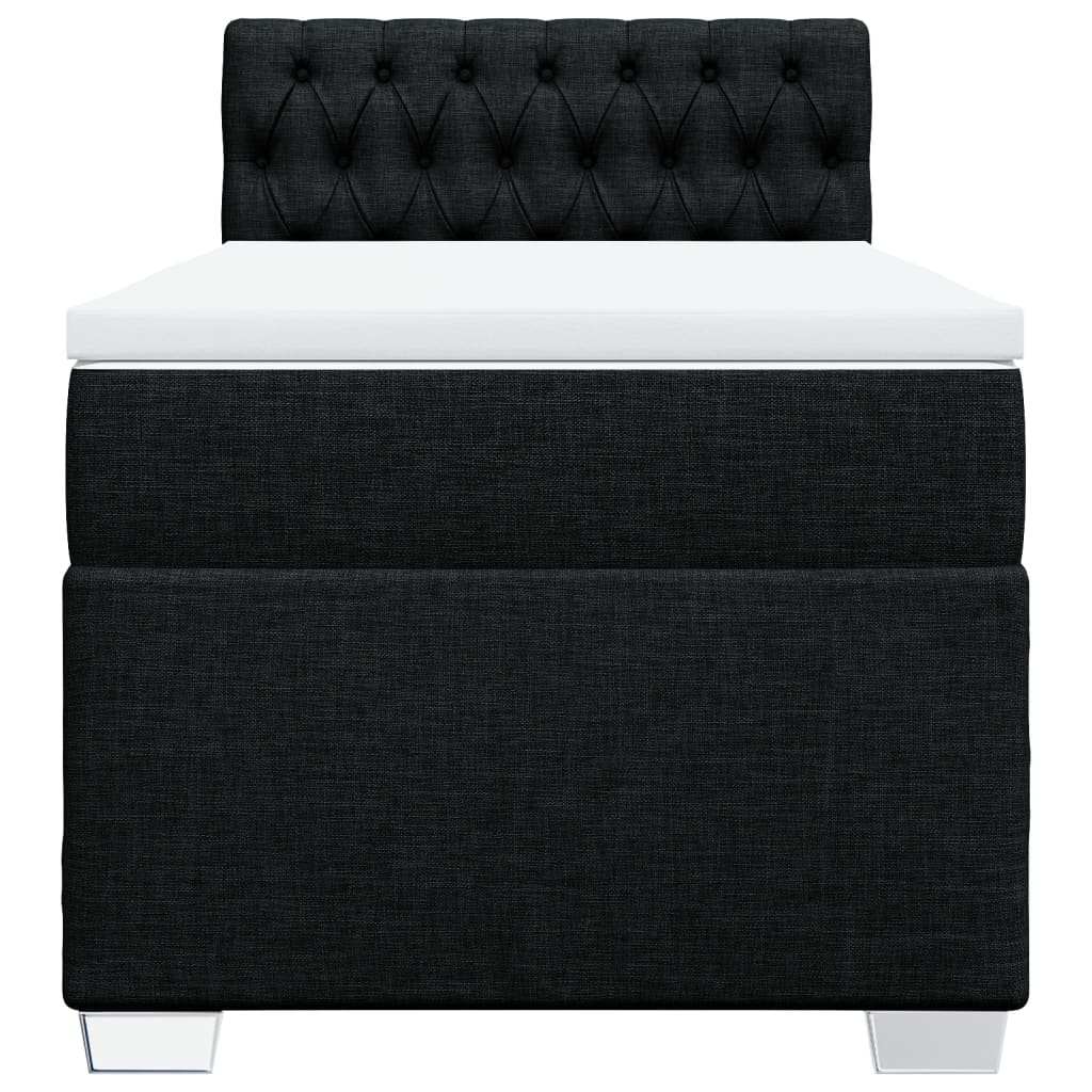 Box Spring Bed with Mattress Black 100x200 cm Fabric