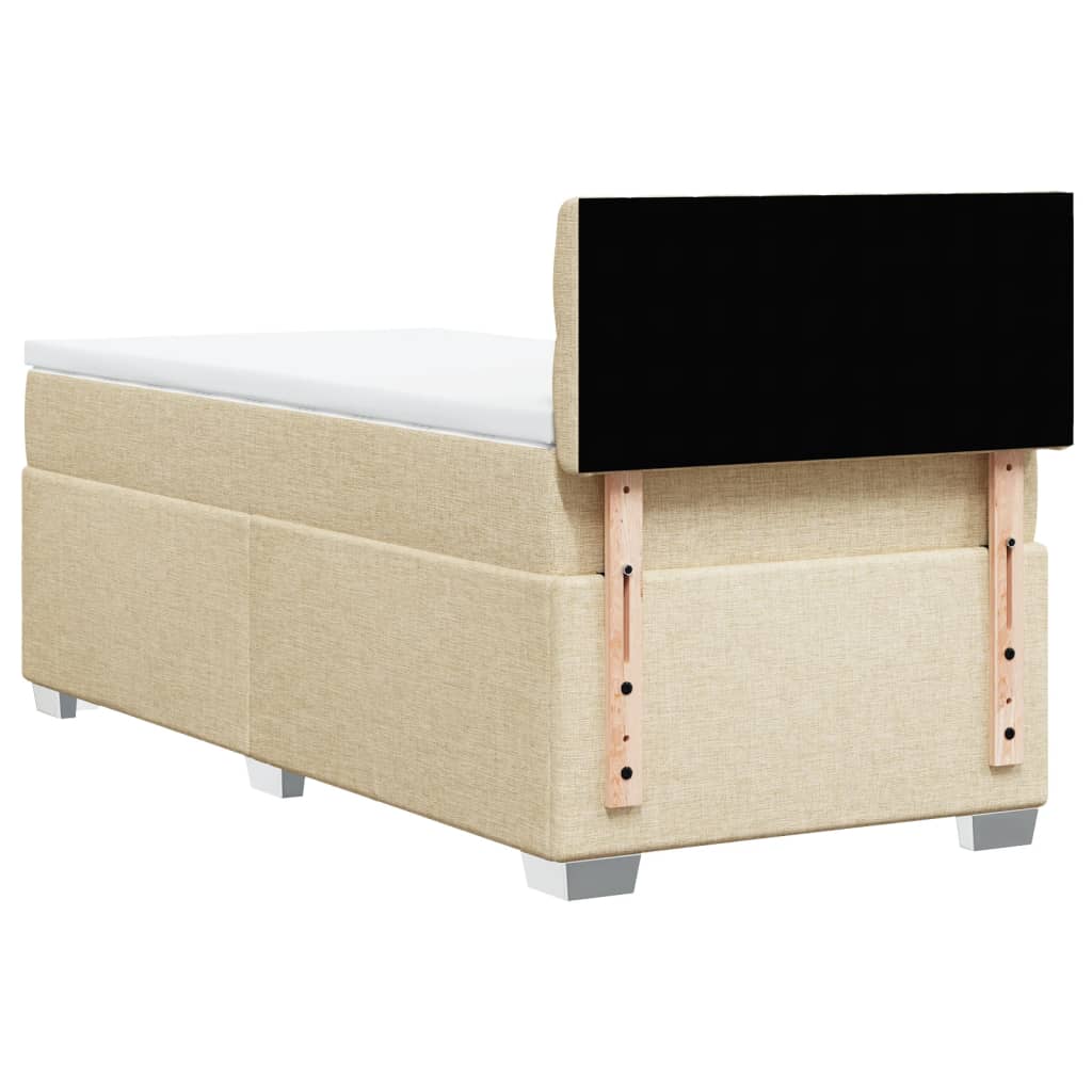 Box Spring Bed with Mattress Cream 100x200 cm Fabric