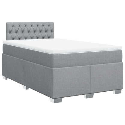 Box Spring Bed with Mattress Light Grey 120x190 cm Fabric