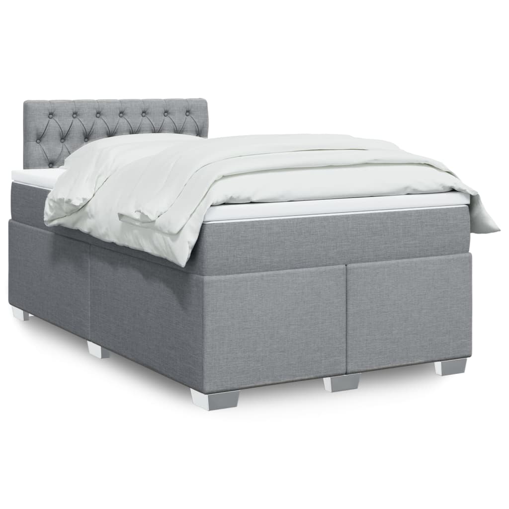 Box Spring Bed with Mattress Light Grey 120x190 cm Fabric