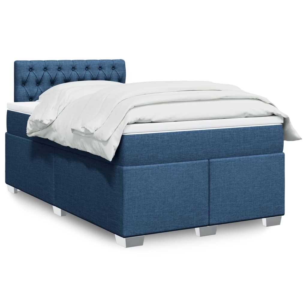 Box Spring Bed with Mattress Blue 120x190 cm Fabric