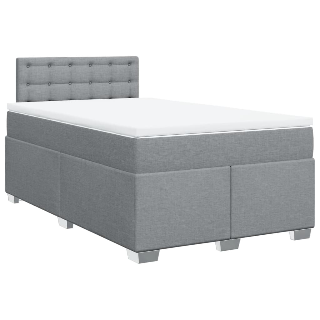 Box Spring Bed with Mattress Light Grey 120x190 cm Fabric